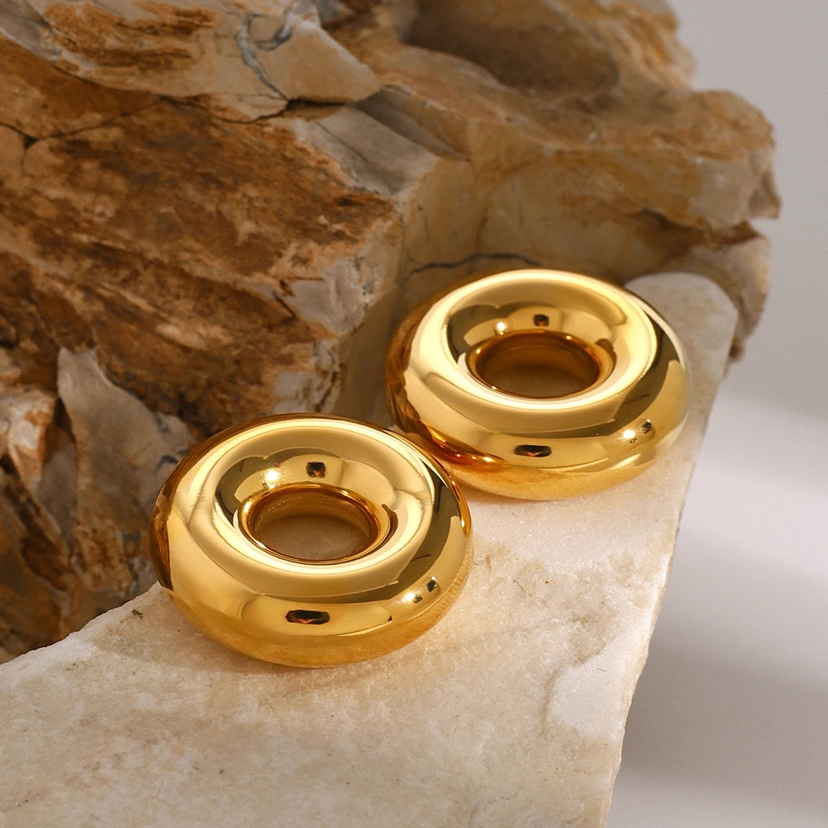 18K Gold Plated Donut Earrings