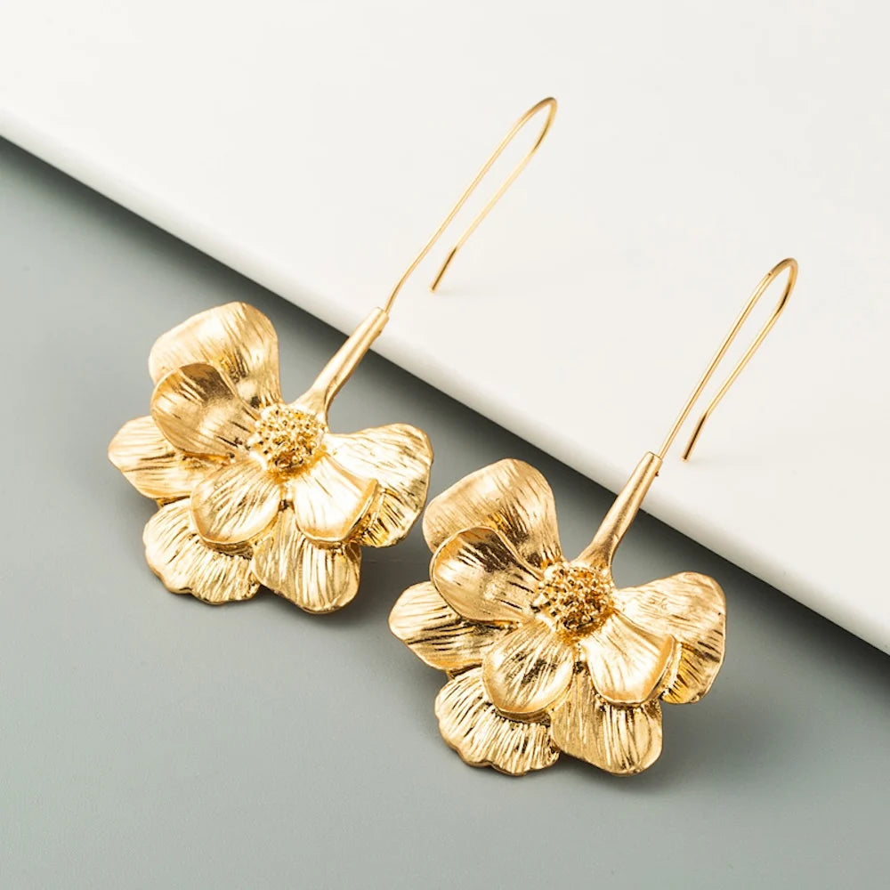 Long Drop Flower Earrings