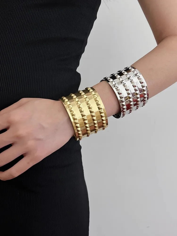 Rivet Wide Opening Bracelets Bangles