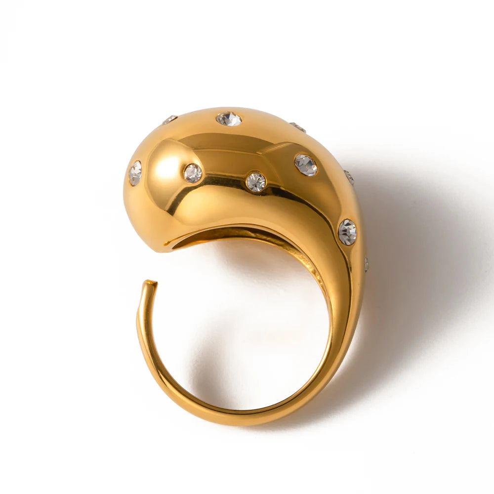 18K Gold Plated Chunky Studded Ring