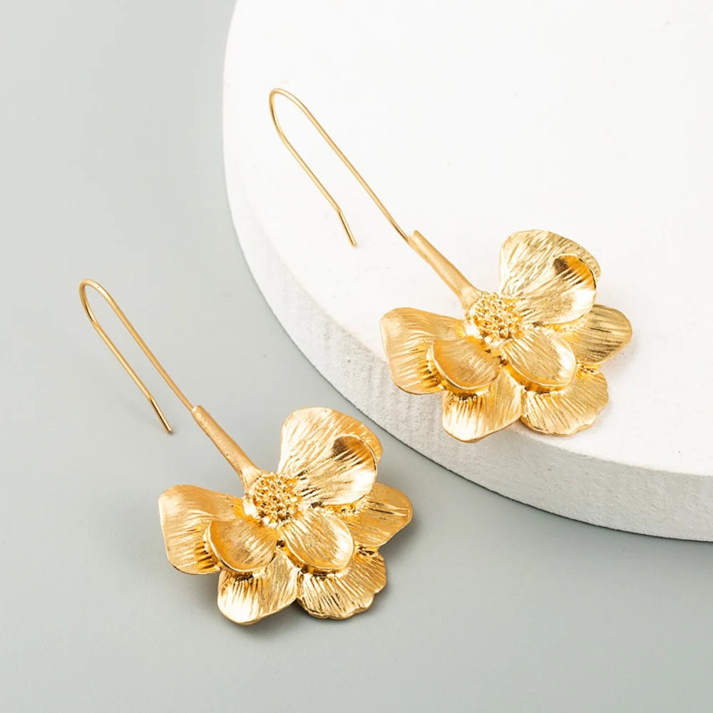 Long Drop Flower Earrings