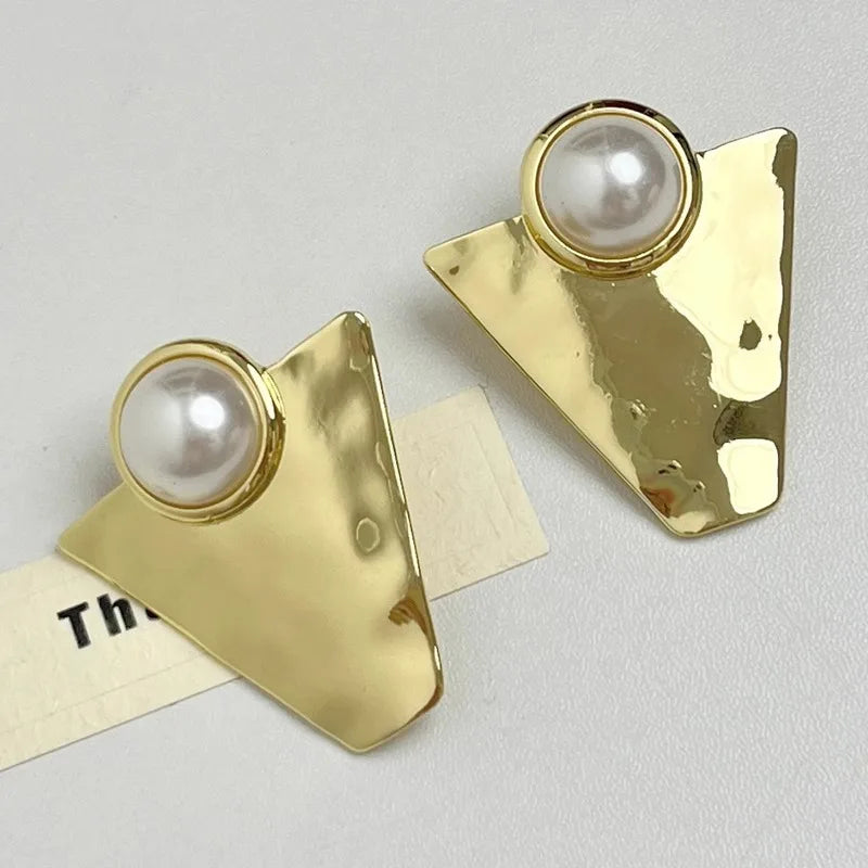 Unique Retro Geometric Triangle Studs Earrings