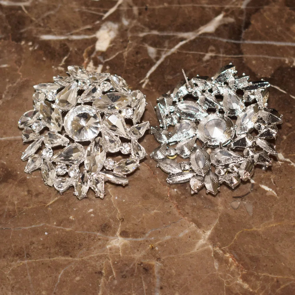 Rhinestone Flowers Dangle Earrings