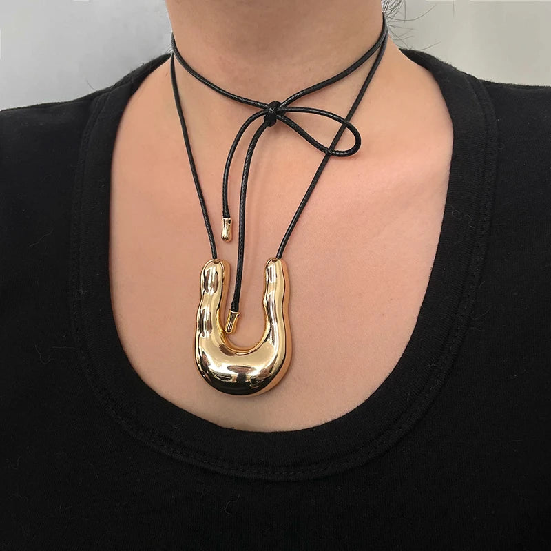 Organic Shape Statement Pendant Necklace
