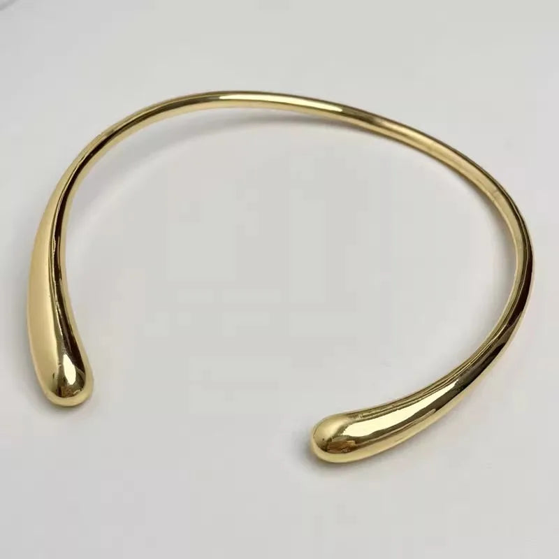 Geometric Droplet Metal Opening Choker Necklace