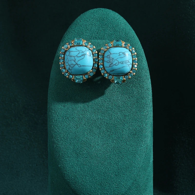 Art Deco Turquoise Stone Earrings