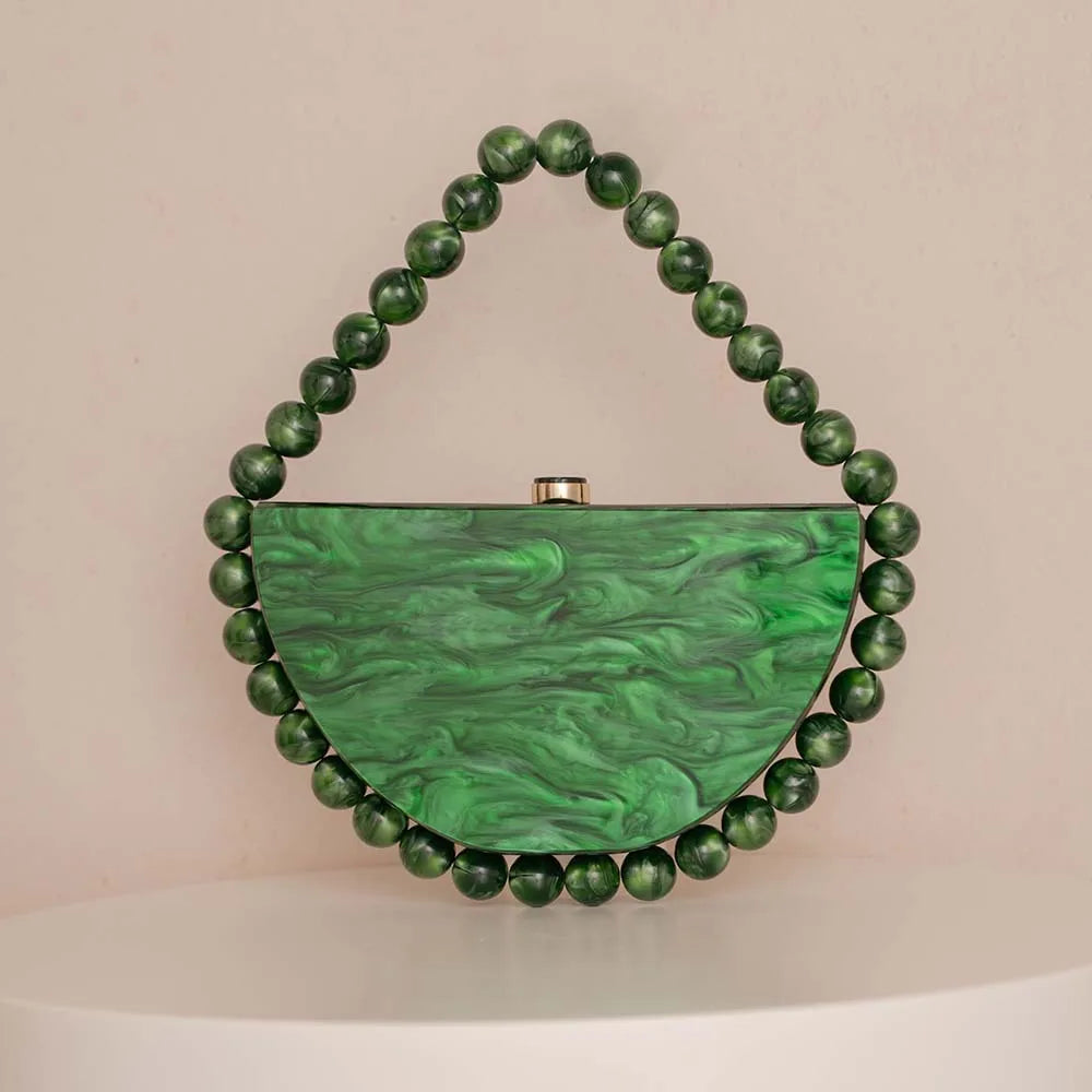 Half Moon Resin & Acrylic Beaded Handbag