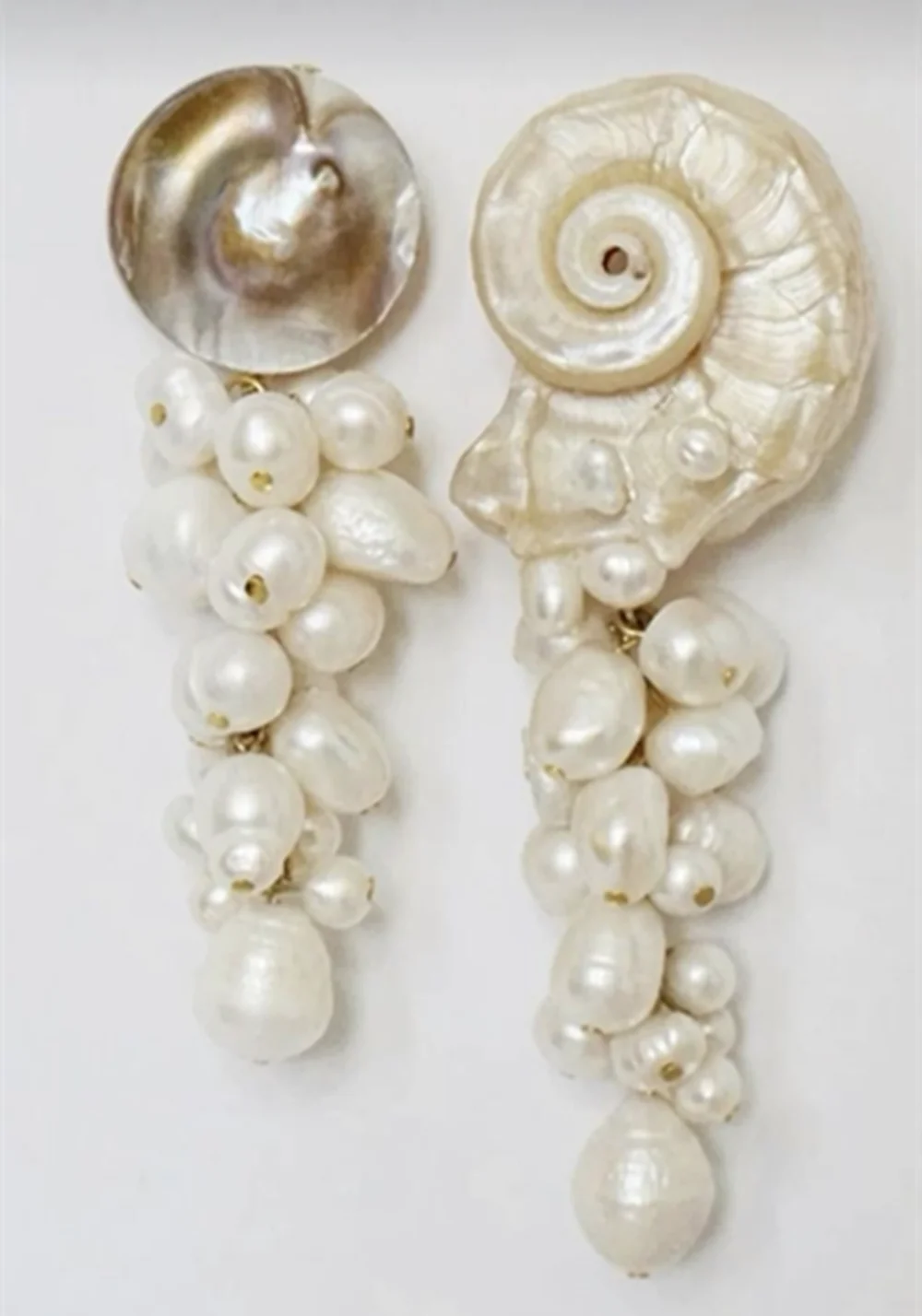 Chunky Shell & Baroque Pearl Earrings