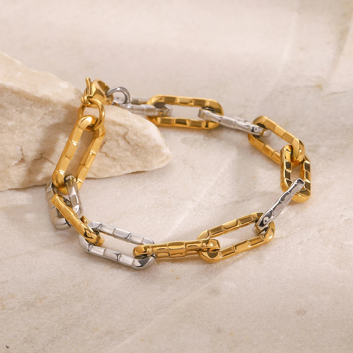 Minimalist Chain Bracelet Stackable 18k Gold Plated