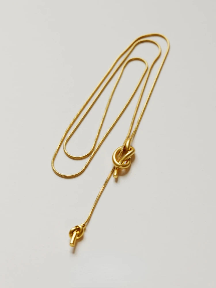 Metal Knot Pendant Long Necklace