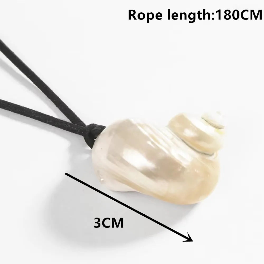 Natural Conch Shell Pendant Necklace & Earrings