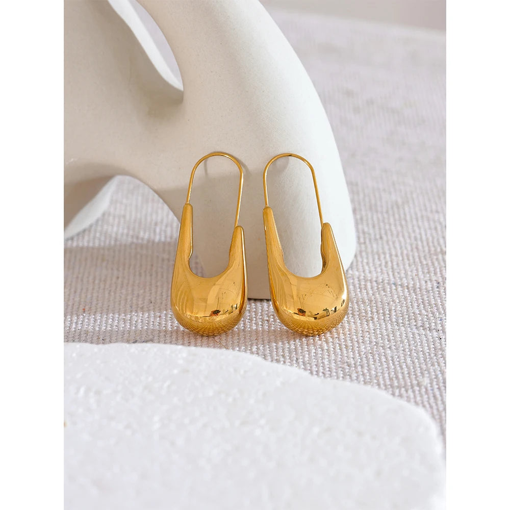 18K Gold Plated Geometric Statement Hoop Earrings