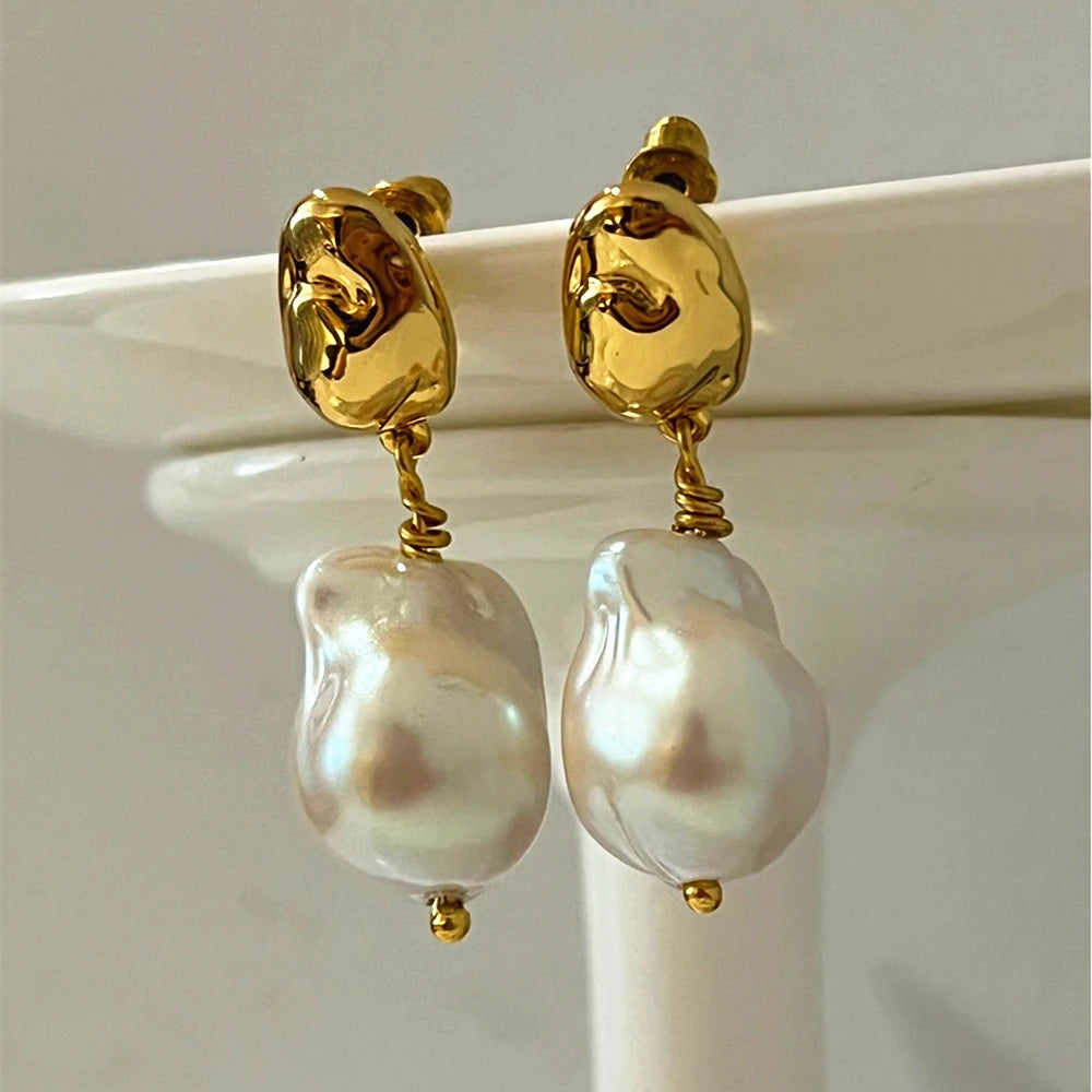 Baroque Pearl Pendant Earrings