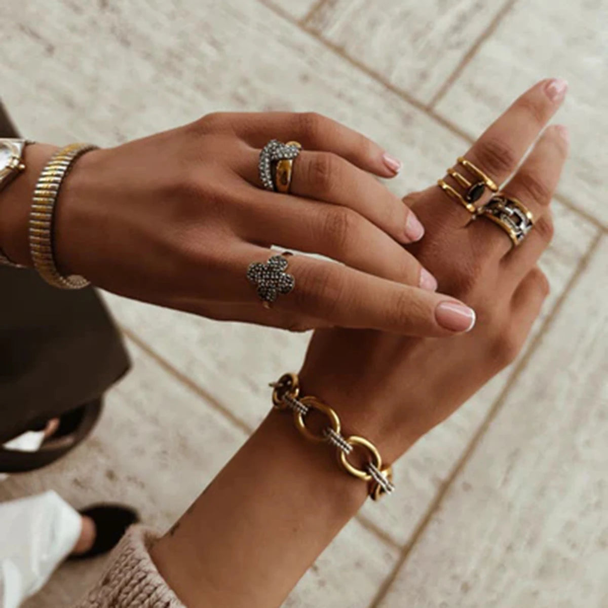 Minimalist Chain Bracelet Stackable 18k Gold Plated