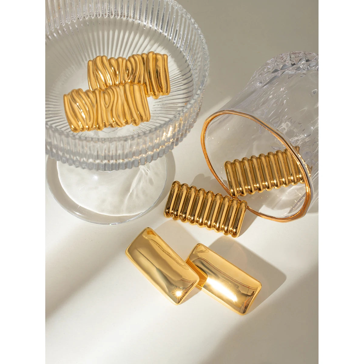 Wave Texture Square Earrings