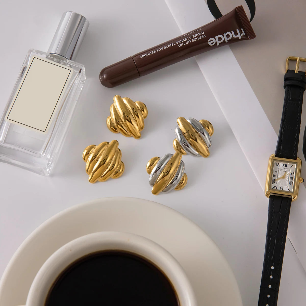 Contrast Striped Square Earrings