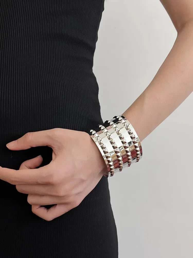 Rivet Wide Opening Bracelets Bangles