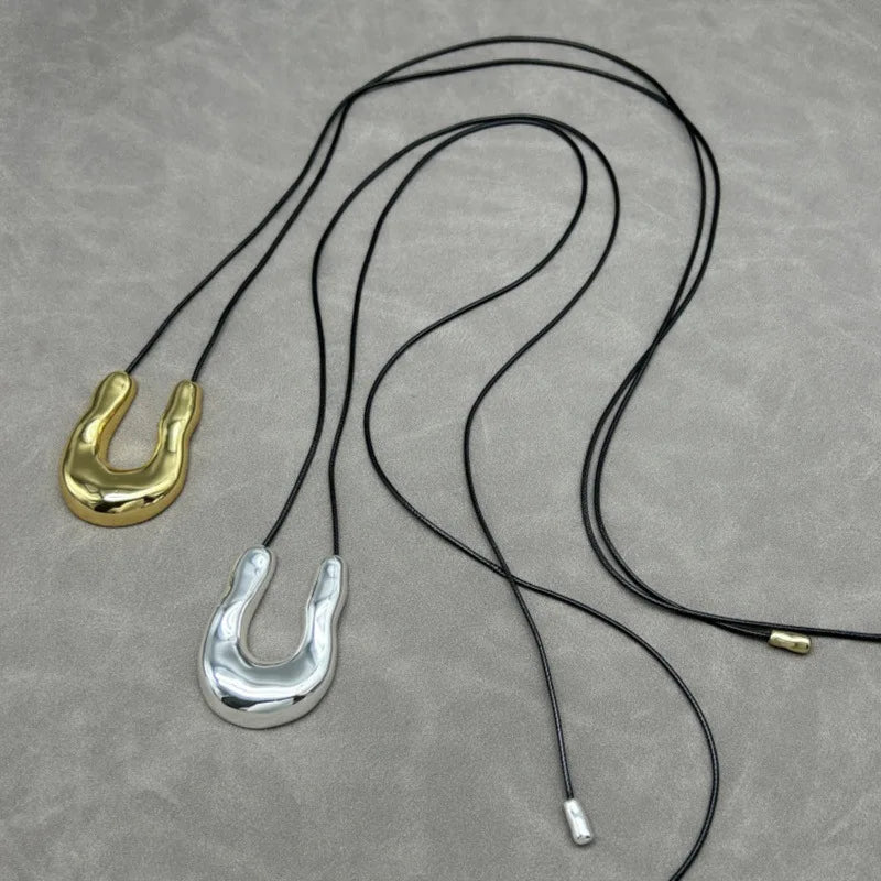 Organic Shape Statement Pendant Necklace