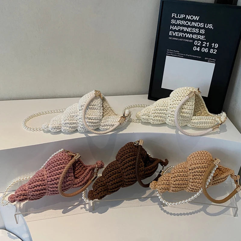 Conch Shell Knit Crochet Crossbody Shoulder Bag