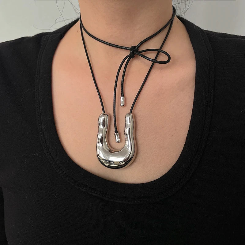 Organic Shape Statement Pendant Necklace