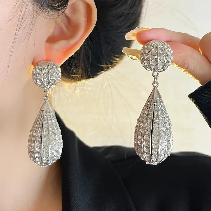 Statement Rhinestone Balloon Droplet Earrings