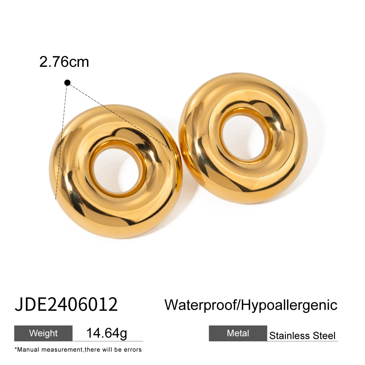 18K Gold Plated Donut Earrings