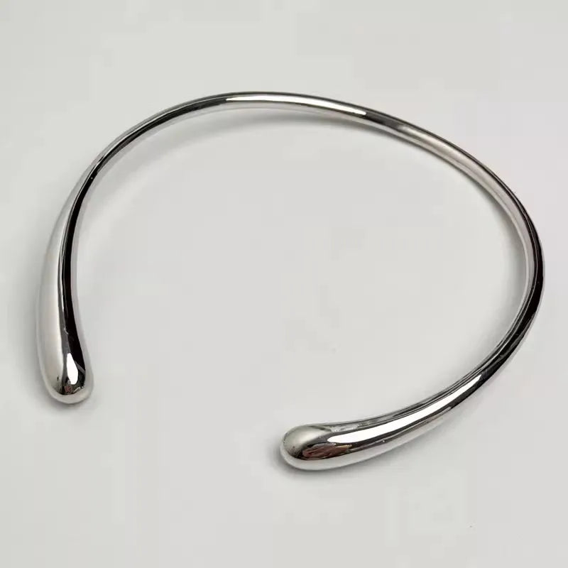 Geometric Droplet Metal Opening Choker Necklace