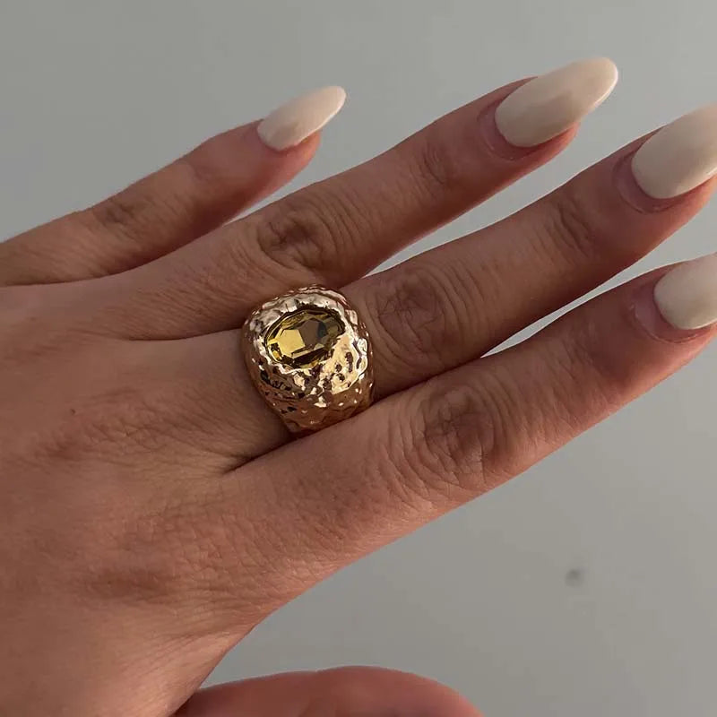 Gold Plated Colorful Zircon Open Rings