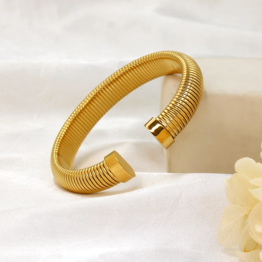 Gold Plated Textured Stainless Steel Cuff