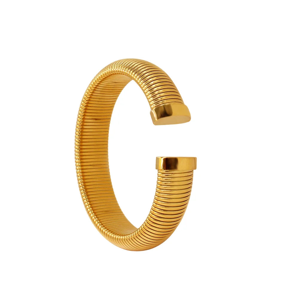 Gold Plated Textured Stainless Steel Cuff