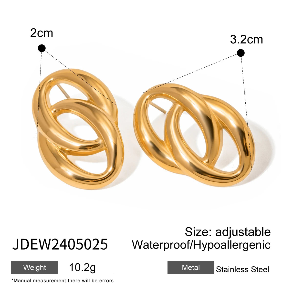 18K Gold Plated Double Circle Earrings
