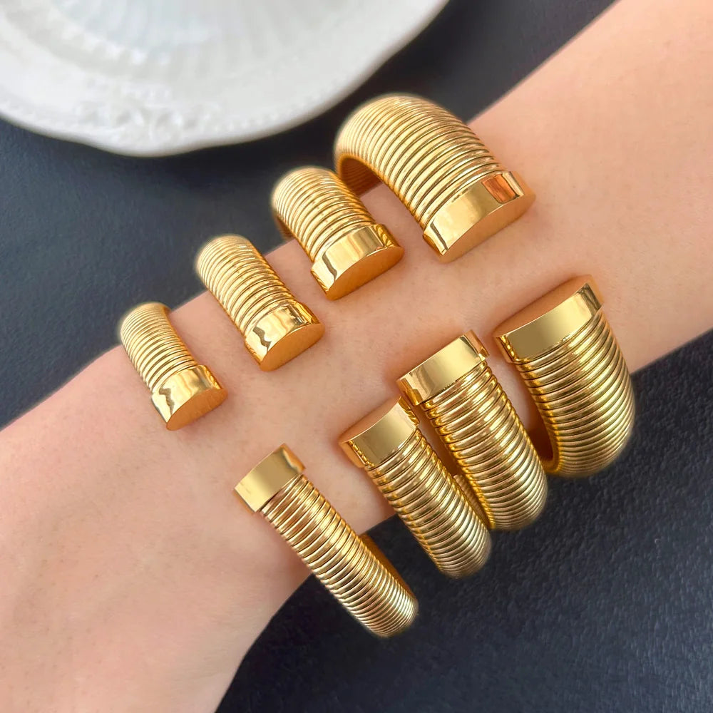 Gold Plated Textured Stainless Steel Cuff