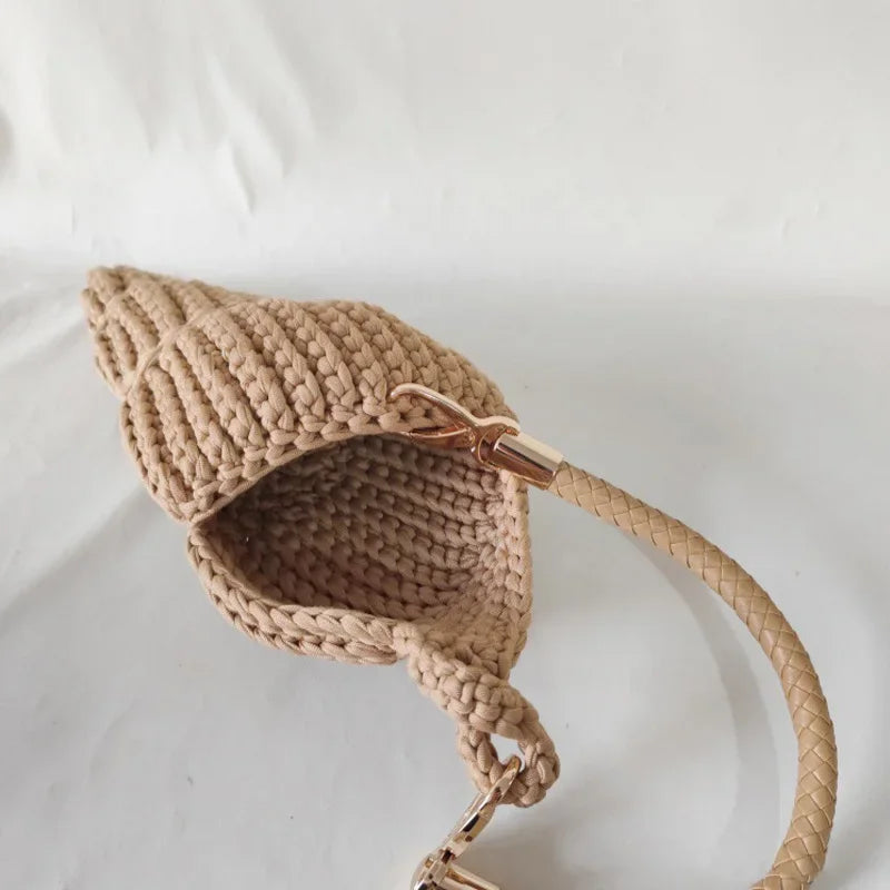 Conch Shell Knit Crochet Crossbody Shoulder Bag