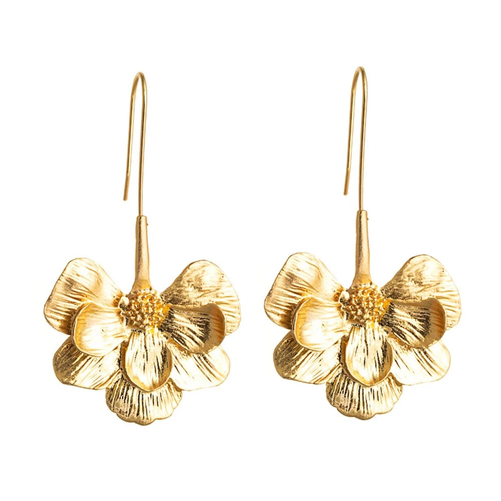 Long Drop Flower Earrings