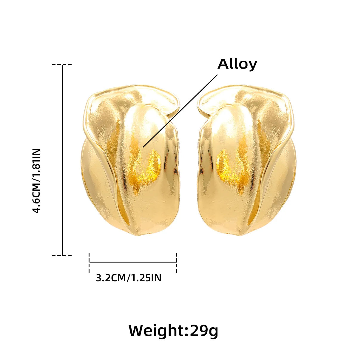 Organic Chunky Metal Earrings 18K Gold Plated