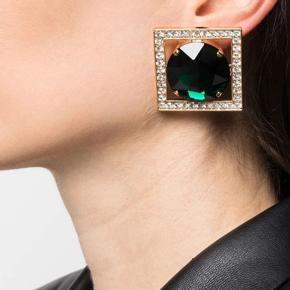 Square Circle Stud Earrings