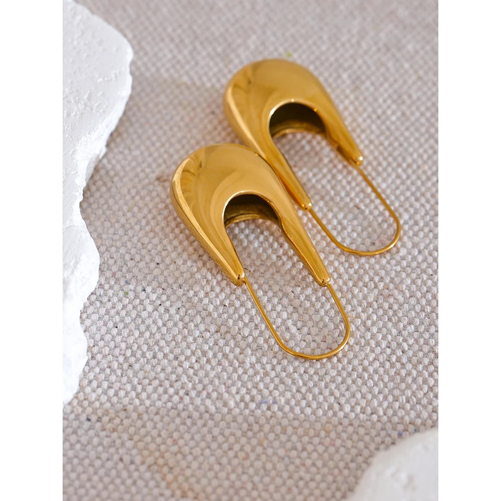 18K Gold Plated Geometric Statement Hoop Earrings