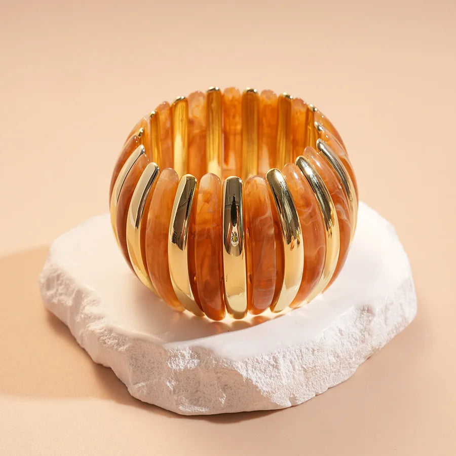 Statement Resin Beaded Elastic Wide Bangles