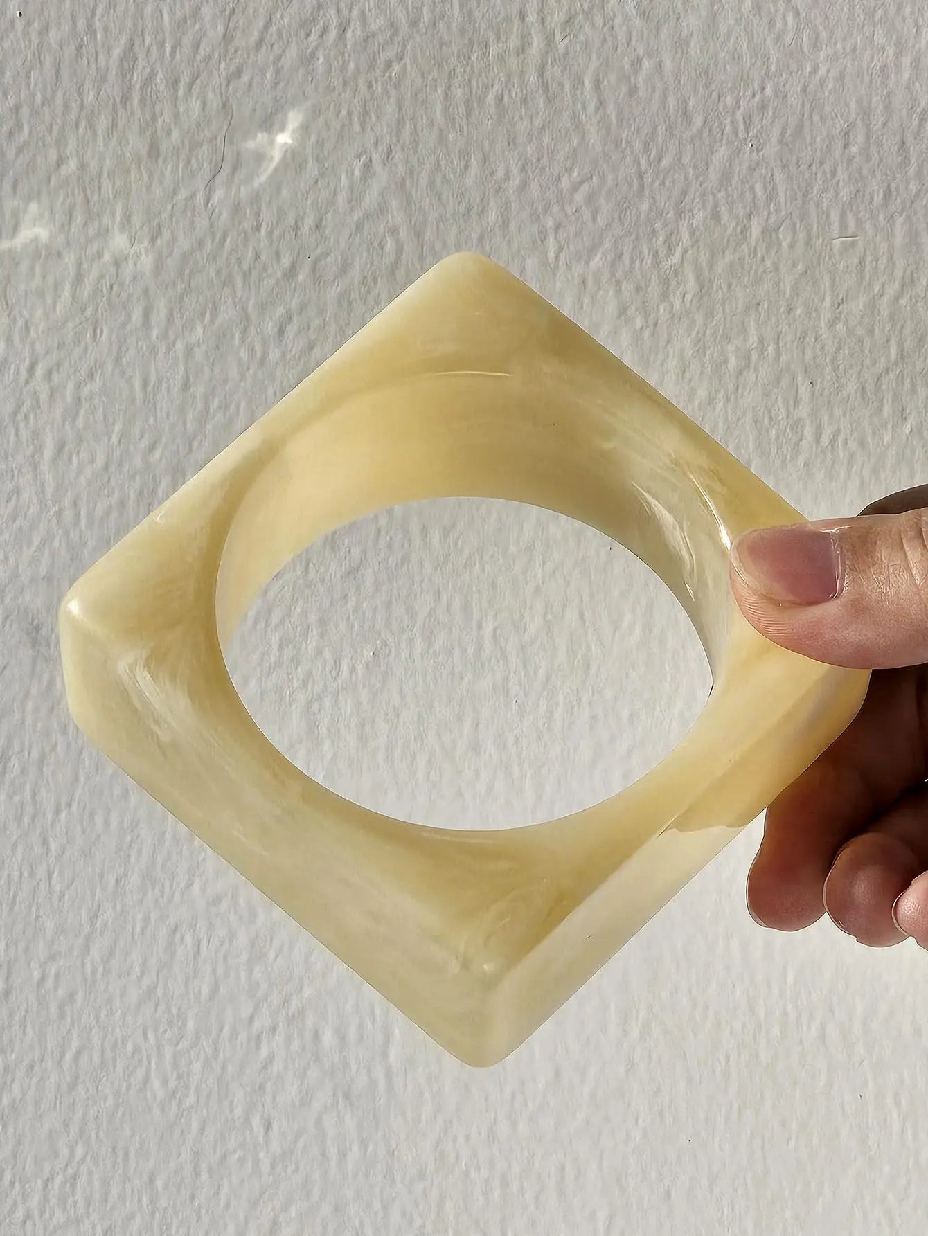 Chunky Exaggerated Irregular Square Round Yellow White Texture Silver Plated Resin Bracelets