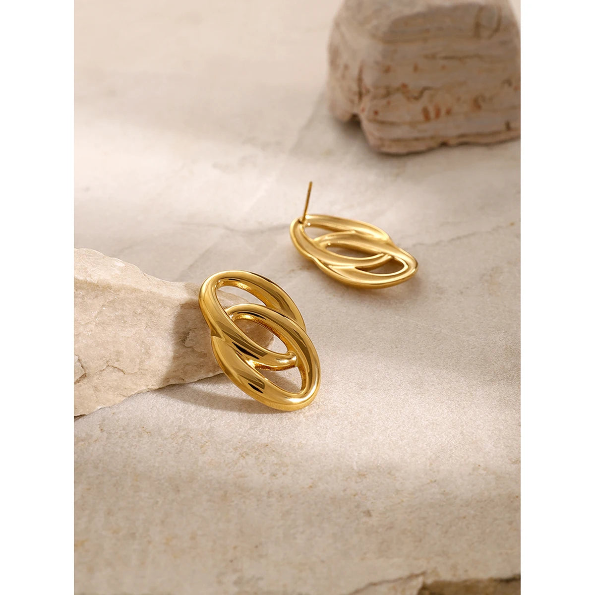 18K Gold Plated Double Circle Earrings