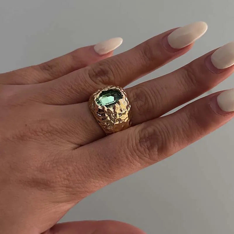 Gold Plated Colorful Zircon Open Rings
