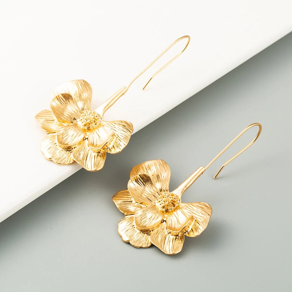 Long Drop Flower Earrings