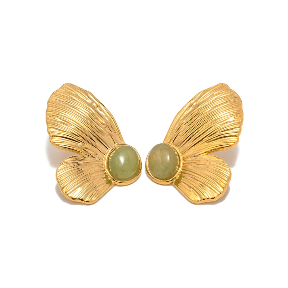 18k Gold Plated Stainless Steel Flower Metal Earrings