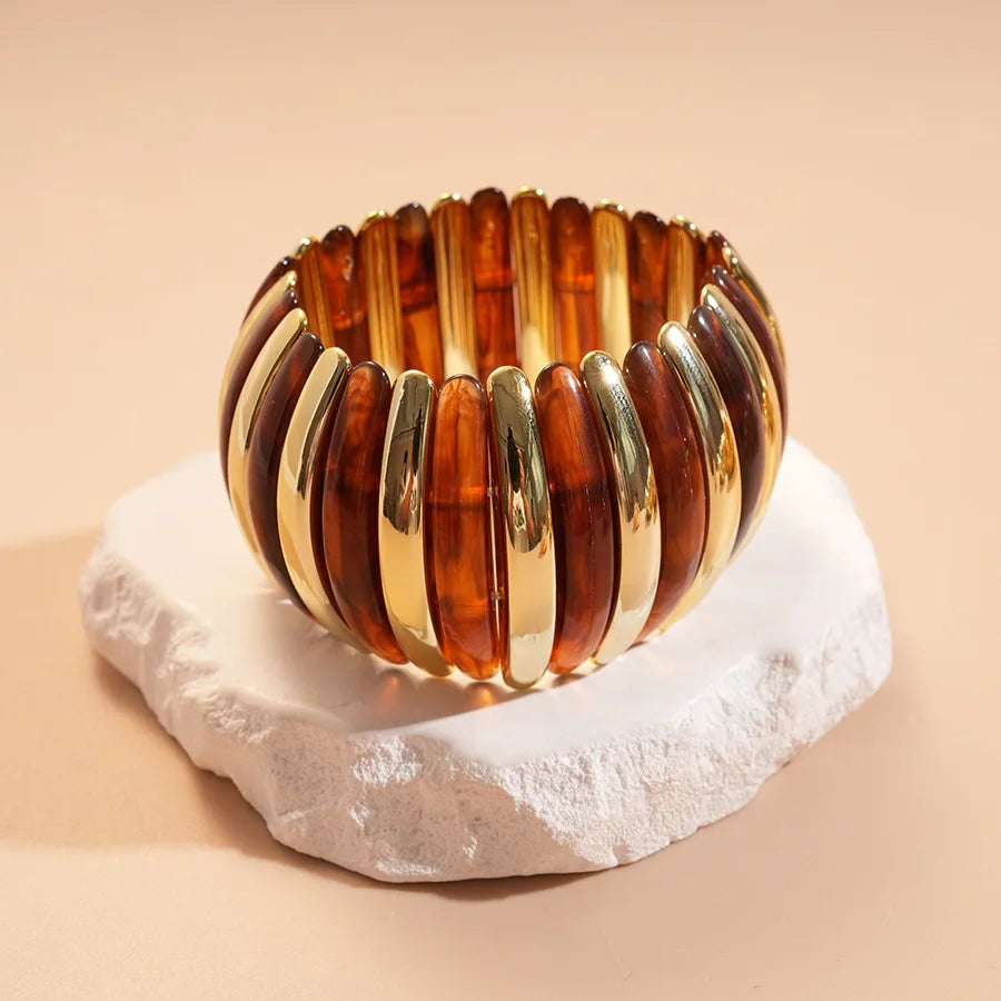 Statement Resin Beaded Elastic Wide Bangles