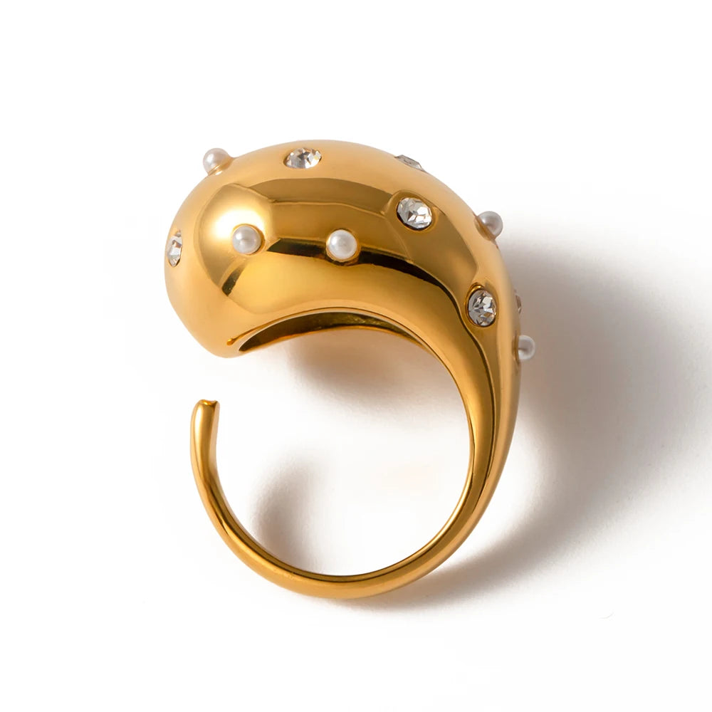 18K Gold Plated Chunky Studded Ring