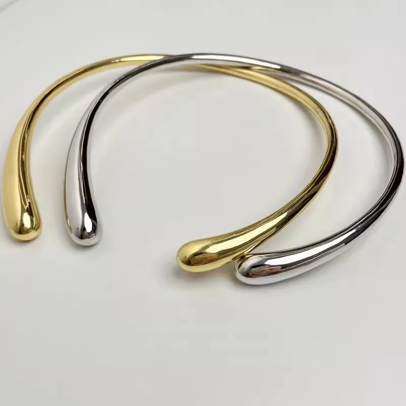Geometric Droplet Metal Opening Choker Necklace