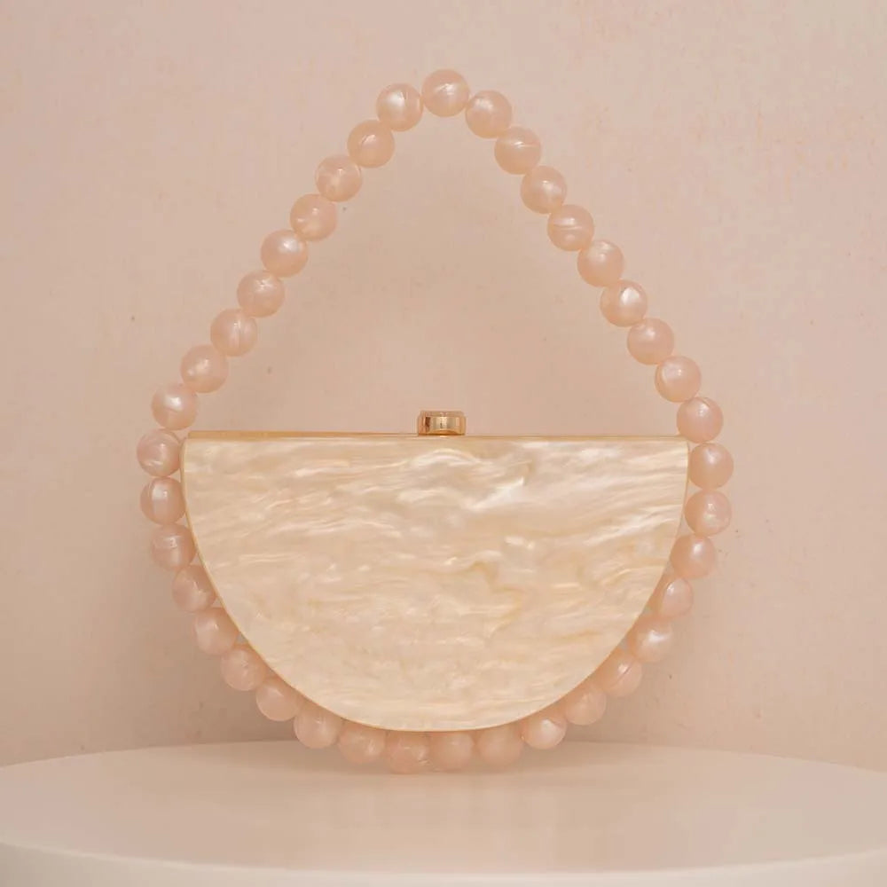 Half Moon Resin & Acrylic Beaded Handbag