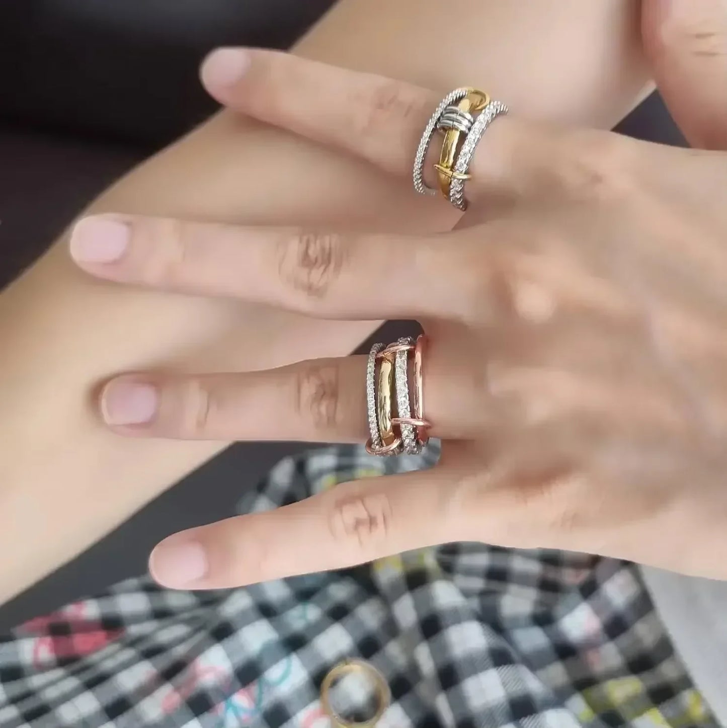Gold Plated Statement Interlocking Ring Stackable