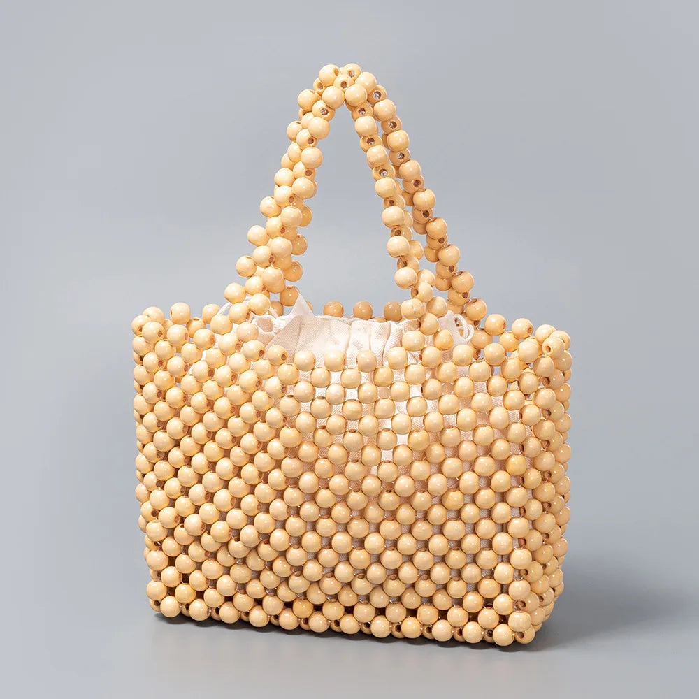 Top Handle Wooden Beaded Bags