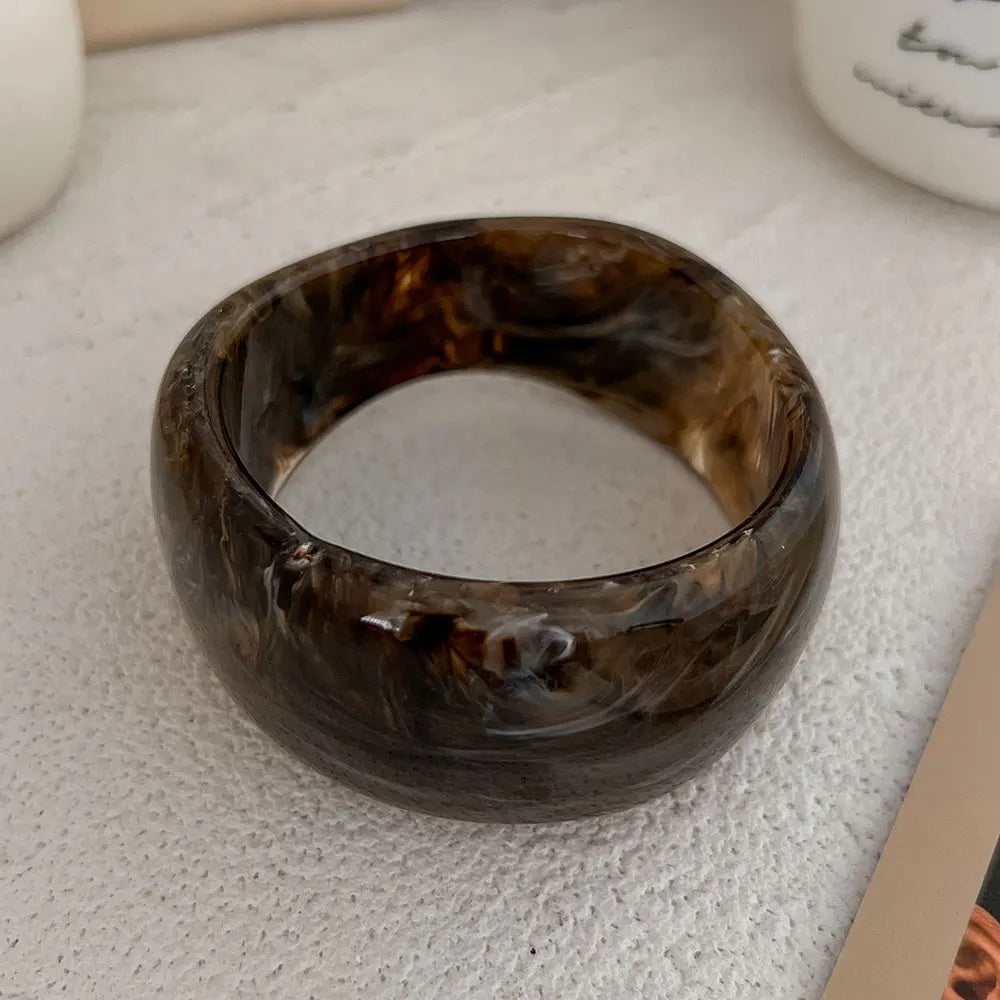 Chunky Geometric Thick Resin Acrylic Bangle Bracelet